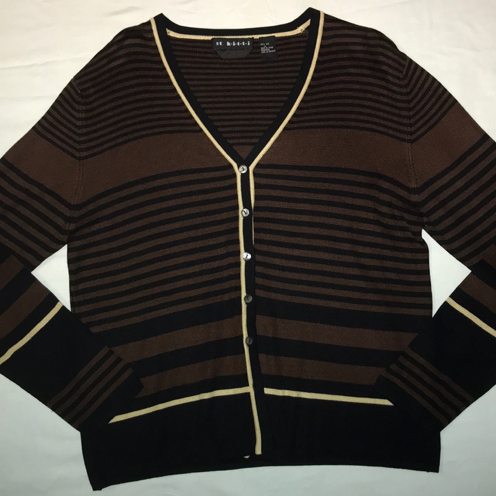 St. Kitti Black and Brown Striped Cardigan